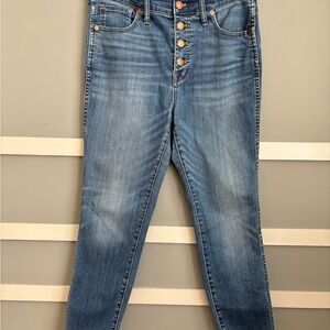 Madewell High-Rise Button-Fly Slim Jeans in Medium Blue Wash